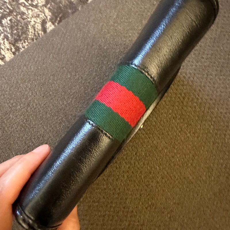 I 近全新Gucci Rajah Leather Shoulder Bag Mini Black-7