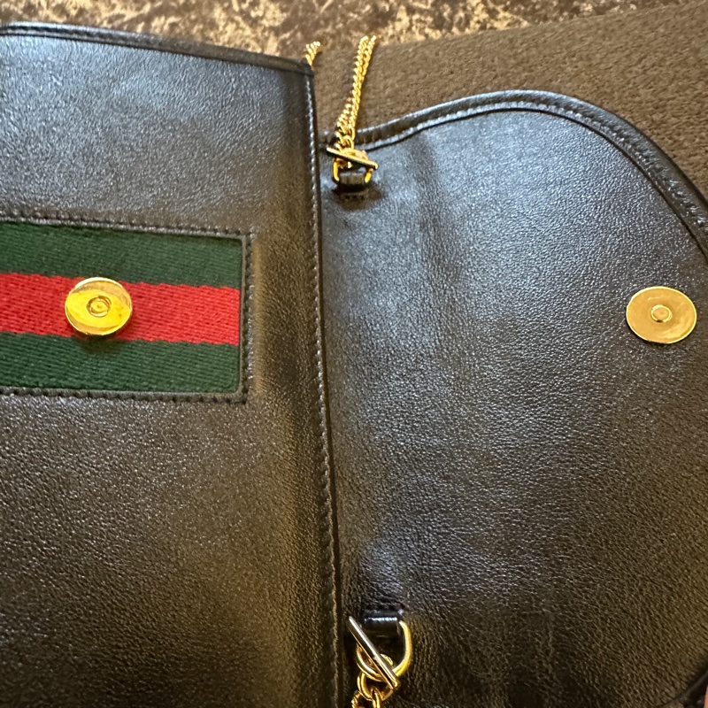 I 近全新Gucci Rajah Leather Shoulder Bag Mini Black-10