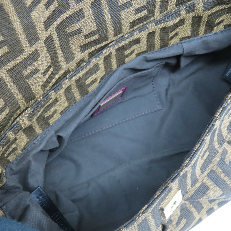 紫紅/棕色 帆布 牛皮 Borsa Chef 肩背包【FENDI 芬迪】 8BR445-5