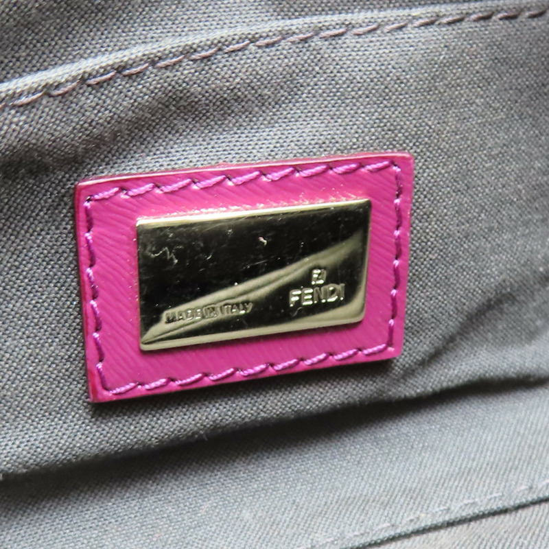 紫紅/棕色 帆布 牛皮 Borsa Chef 肩背包【FENDI 芬迪】 8BR445-7