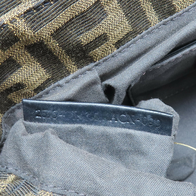 紫紅/棕色 帆布 牛皮 Borsa Chef 肩背包【FENDI 芬迪】 8BR445-8