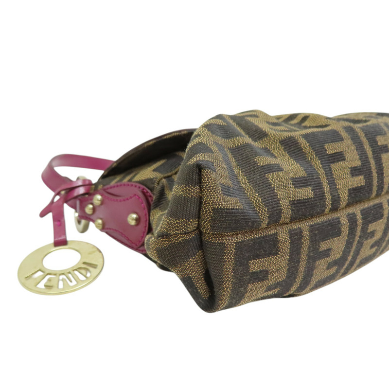 紫紅/棕色 帆布 牛皮 Borsa Chef 肩背包【FENDI 芬迪】 8BR445-13