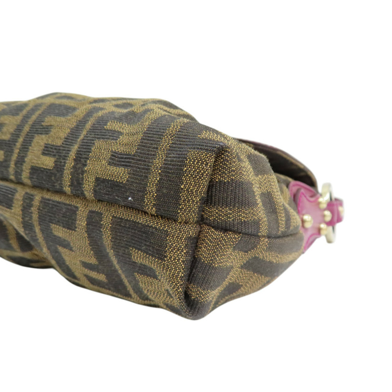 紫紅/棕色 帆布 牛皮 Borsa Chef 肩背包【FENDI 芬迪】 8BR445-14