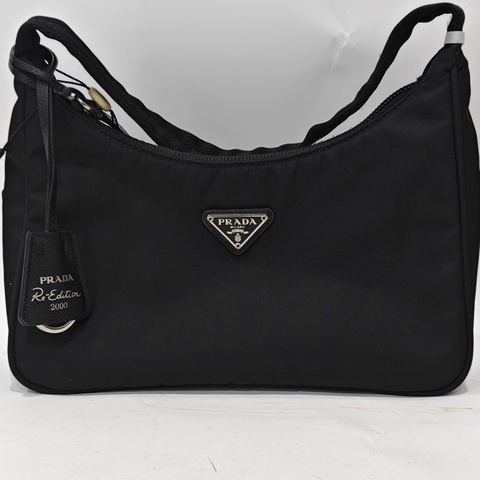 Prada/普拉達 Re-Edition hobo黑色手提腋下包 無附件