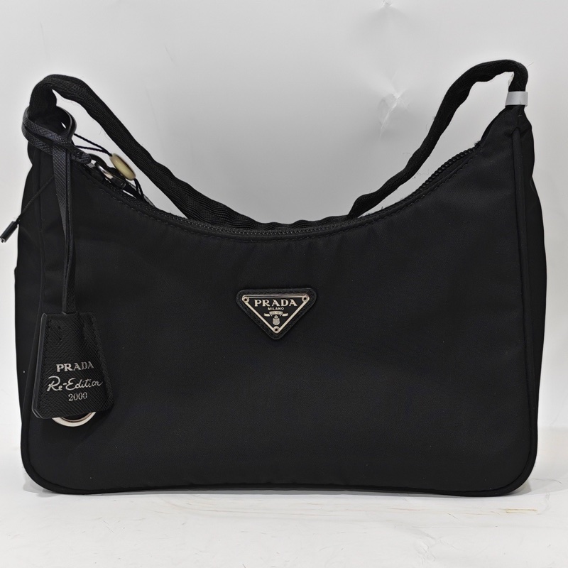 Prada/普拉達 Re-Edition hobo黑色手提腋下包 無附件-9
