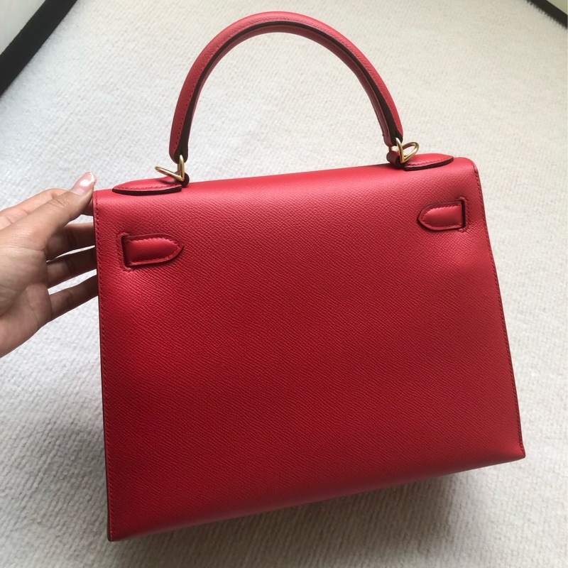 Hermes愛馬仕Kelly28紅色epsom皮金扣O刻-1