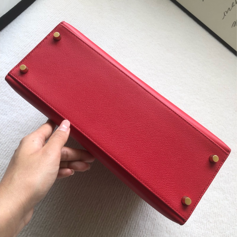 Hermes愛馬仕Kelly28紅色epsom皮金扣O刻-2