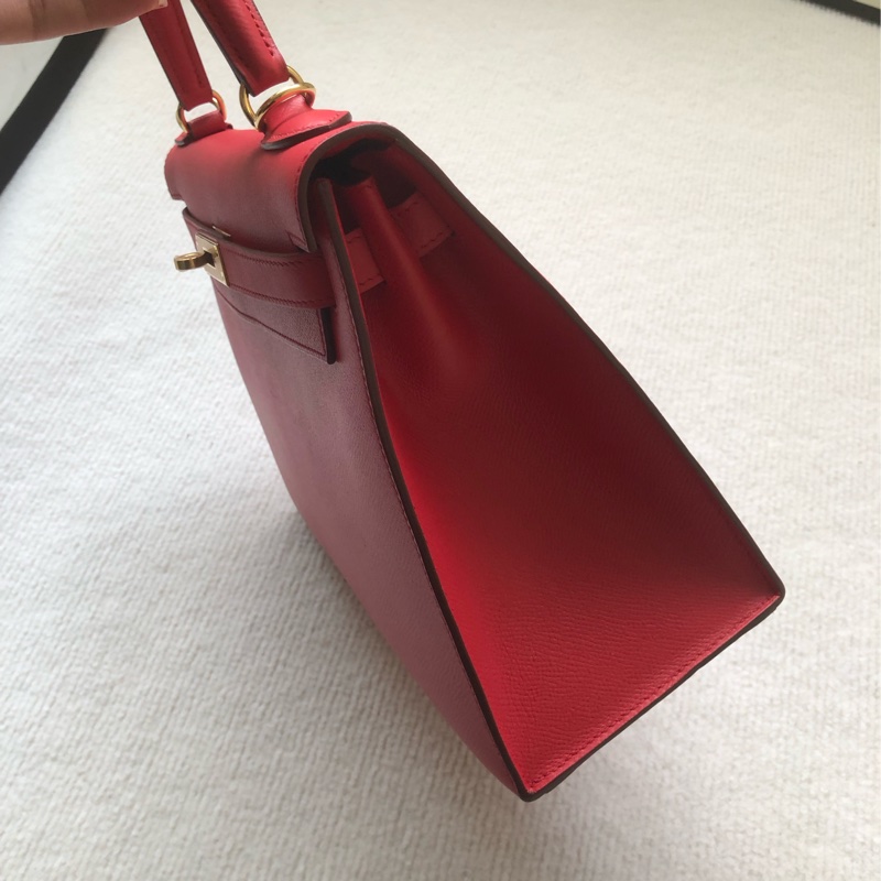 Hermes愛馬仕Kelly28紅色epsom皮金扣O刻-4