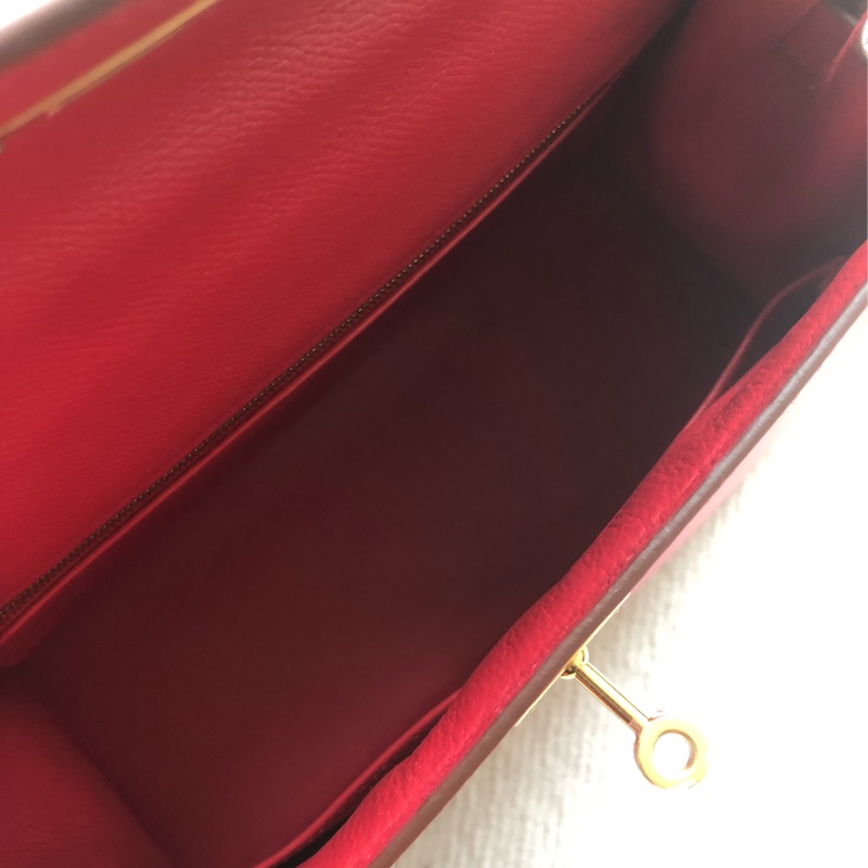 Hermes愛馬仕Kelly28紅色epsom皮金扣O刻-6