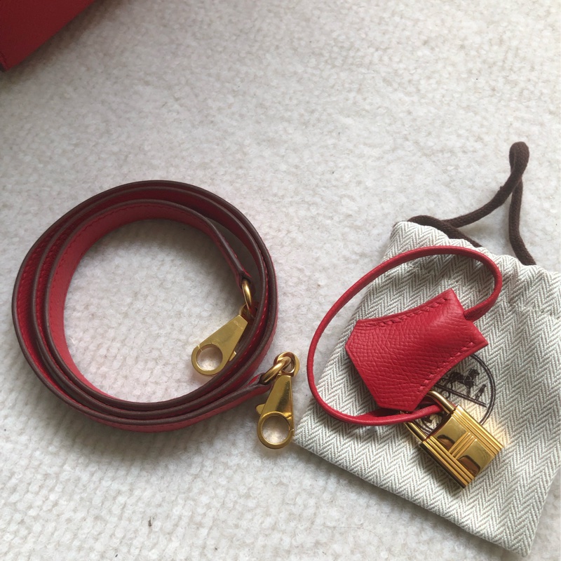 Hermes愛馬仕Kelly28紅色epsom皮金扣O刻-7