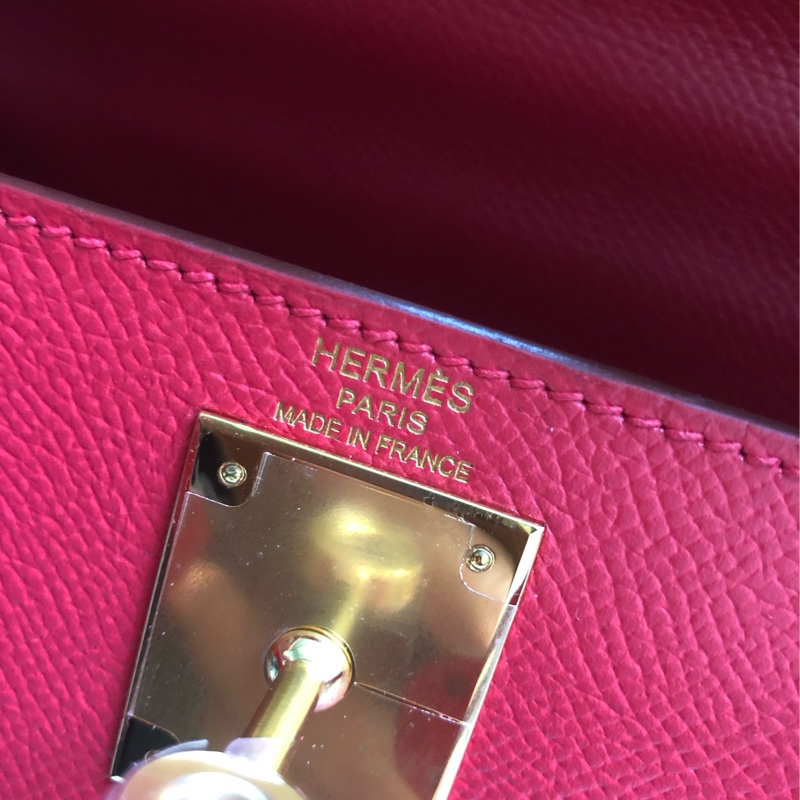Hermes愛馬仕Kelly28紅色epsom皮金扣O刻-8