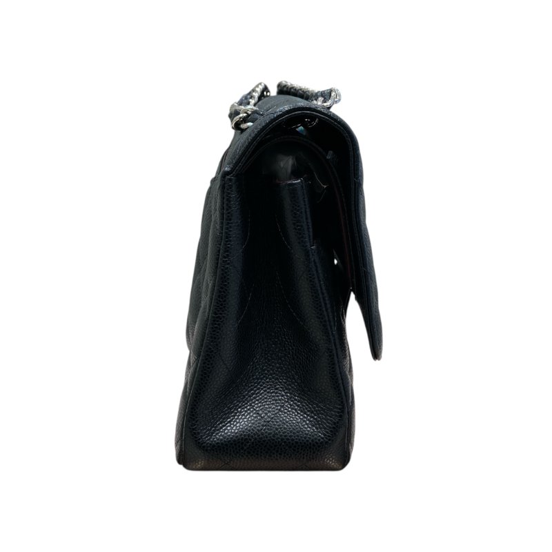 CHANEL 香奈兒 CLASSIC FLAP BAG 30 翻蓋側背包 荔枝牛皮 黑色 銀釦-3