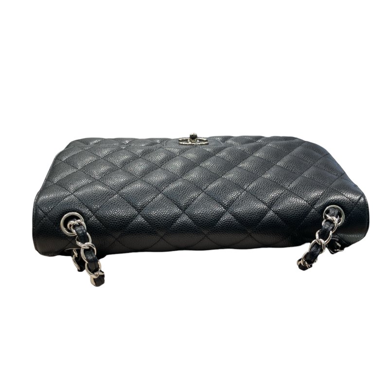 CHANEL 香奈兒 CLASSIC FLAP BAG 30 翻蓋側背包 荔枝牛皮 黑色 銀釦-6