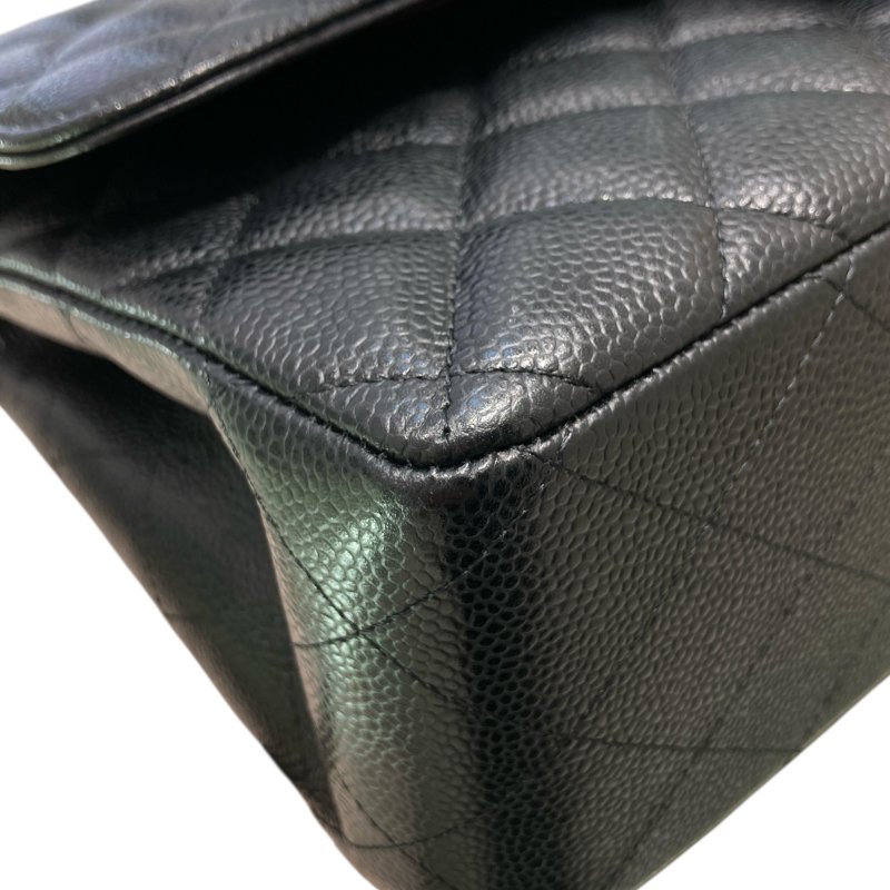 CHANEL 香奈兒 CLASSIC FLAP BAG 30 翻蓋側背包 荔枝牛皮 黑色 銀釦-7