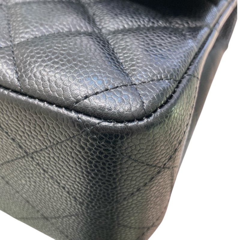 CHANEL 香奈兒 CLASSIC FLAP BAG 30 翻蓋側背包 荔枝牛皮 黑色 銀釦-8