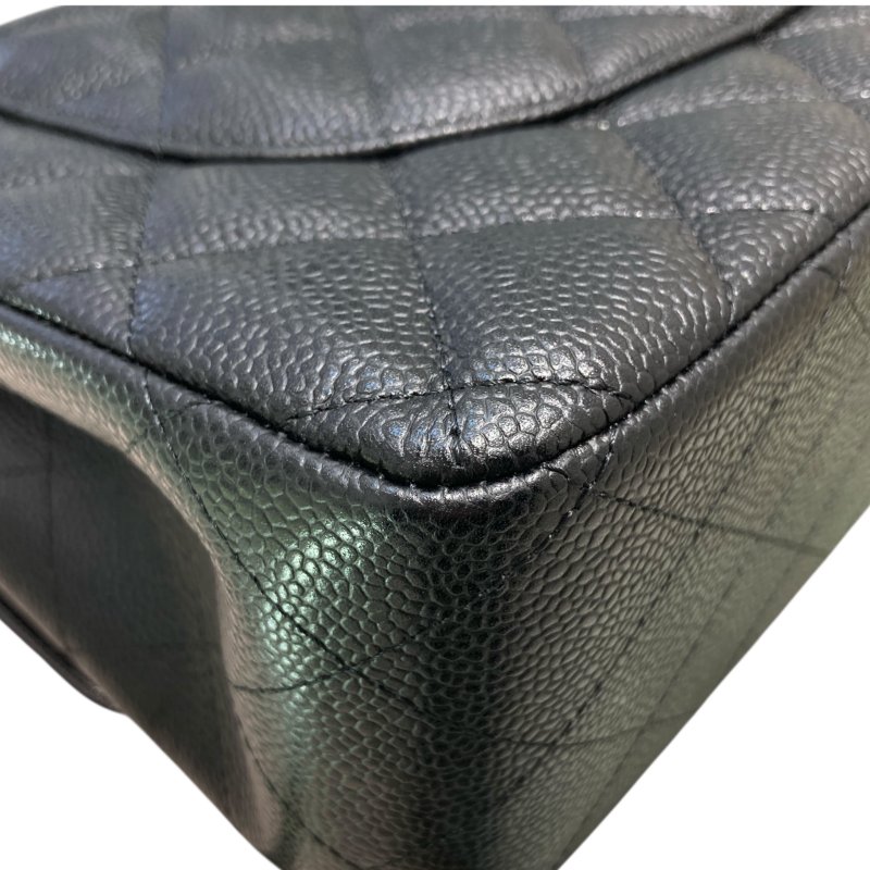 CHANEL 香奈兒 CLASSIC FLAP BAG 30 翻蓋側背包 荔枝牛皮 黑色 銀釦-9