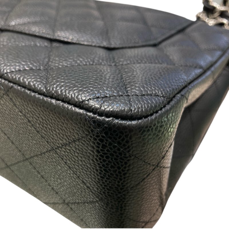 CHANEL 香奈兒 CLASSIC FLAP BAG 30 翻蓋側背包 荔枝牛皮 黑色 銀釦-10