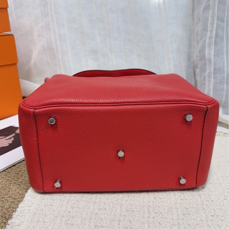Hermes 愛馬仕 Lindy30紅色TC皮銀扣手提包單肩包 底長30-4