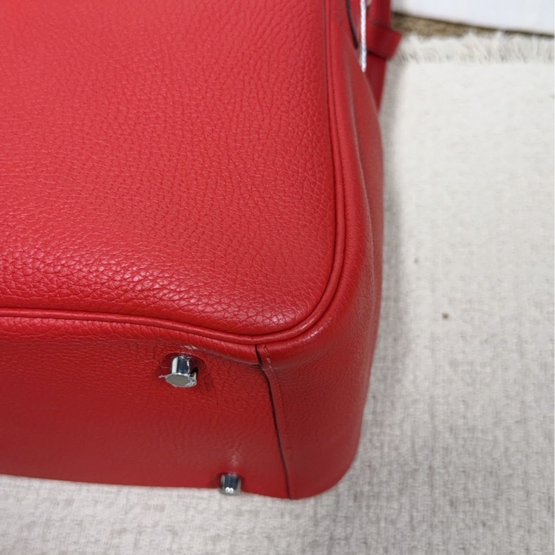 Hermes 愛馬仕 Lindy30紅色TC皮銀扣手提包單肩包 底長30-8