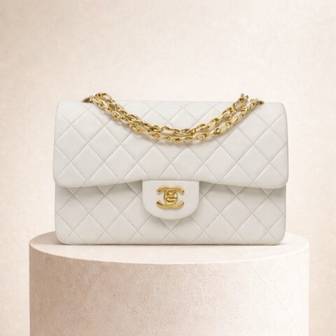 香奈兒 Chanel 白色 White 雙蓋頭 Double Flap 雙層翻蓋 菱格紋 鏈條包 口蓋包 肩背包 斜挎包