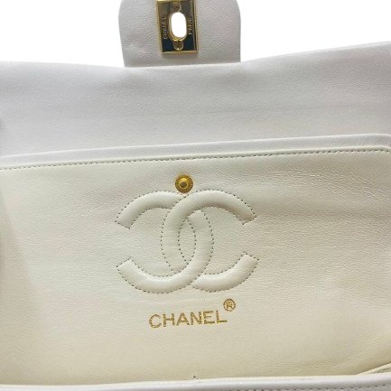 香奈兒 Chanel 白色 White 雙蓋頭 Double Flap 雙層翻蓋 菱格紋 鏈條包 口蓋包 肩背包 斜挎包-5