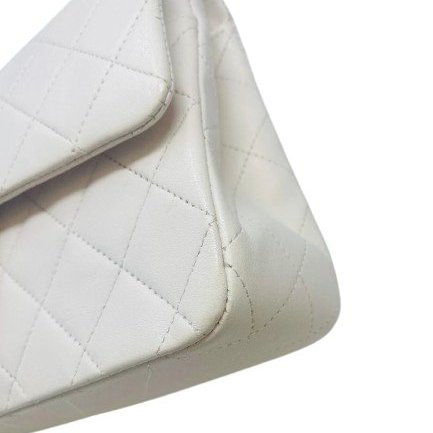 香奈兒 Chanel 白色 White 雙蓋頭 Double Flap 雙層翻蓋 菱格紋 鏈條包 口蓋包 肩背包 斜挎包-8