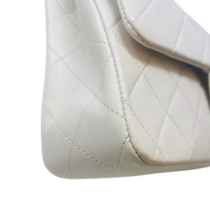 香奈兒 Chanel 白色 White 雙蓋頭 Double Flap 雙層翻蓋 菱格紋 鏈條包 口蓋包 肩背包 斜挎包-9