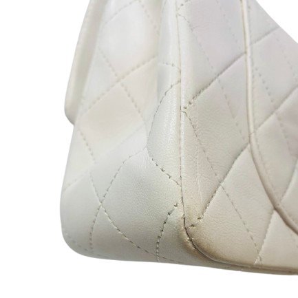 香奈兒 Chanel 白色 White 雙蓋頭 Double Flap 雙層翻蓋 菱格紋 鏈條包 口蓋包 肩背包 斜挎包-10