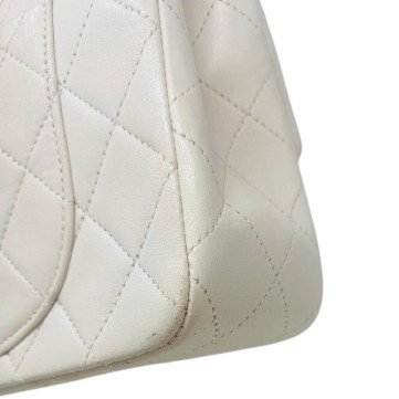 香奈兒 Chanel 白色 White 雙蓋頭 Double Flap 雙層翻蓋 菱格紋 鏈條包 口蓋包 肩背包 斜挎包-11