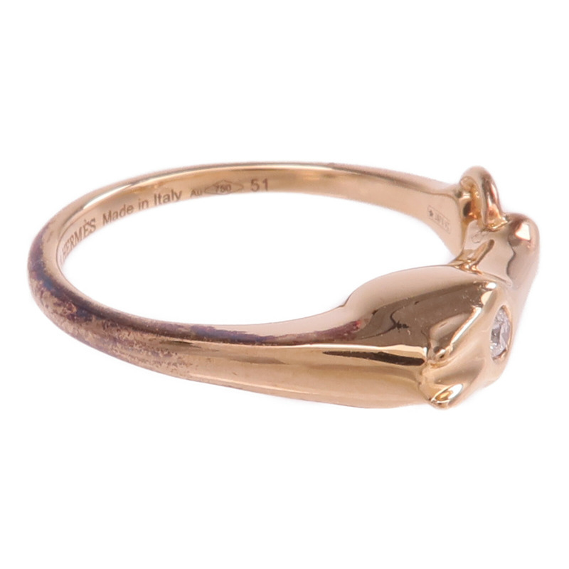 HERMES 18K玫瑰金Galop Ring戒指Hermes#51/US#5.75-3