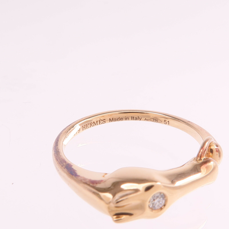 HERMES 18K玫瑰金Galop Ring戒指Hermes#51/US#5.75-4