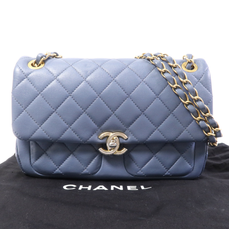 CHANEL 羊皮皮革Chain Shoulder Bag金扣鏈帶肩背袋-9