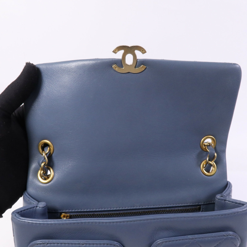 CHANEL 羊皮皮革Chain Shoulder Bag金扣鏈帶肩背袋-14