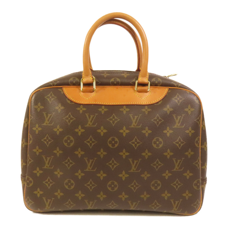 LOUIS VUITTON Monogram Deauville金扣手挽袋棕色-1