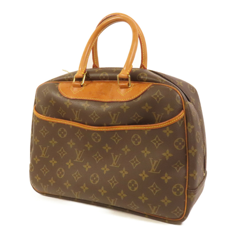 LOUIS VUITTON Monogram Deauville金扣手挽袋棕色-2
