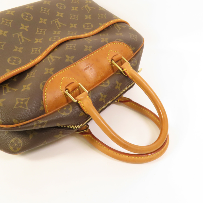 LOUIS VUITTON Monogram Deauville金扣手挽袋棕色-5