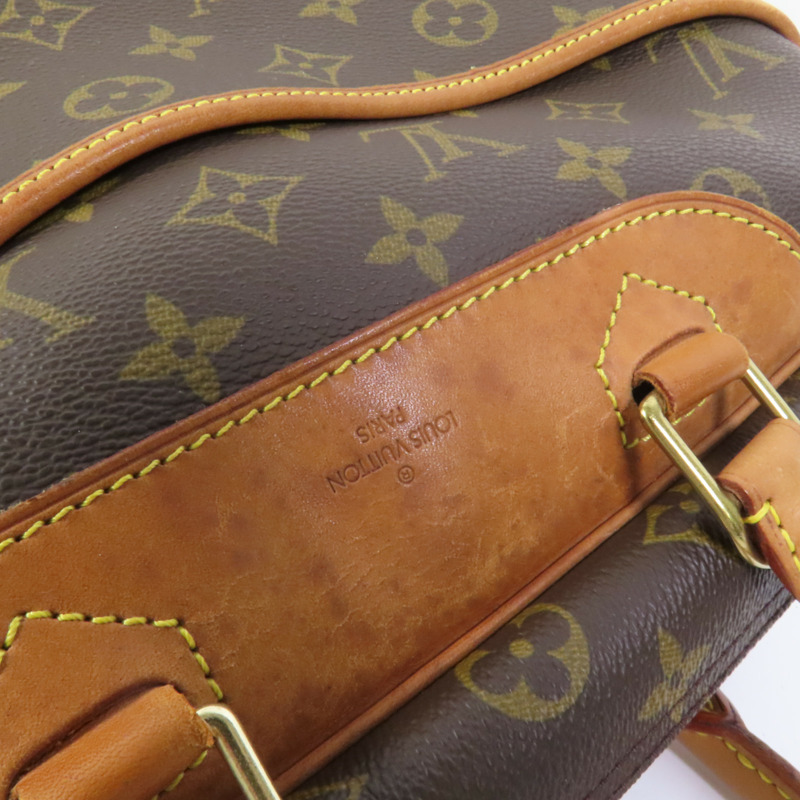 LOUIS VUITTON Monogram Deauville金扣手挽袋棕色-6