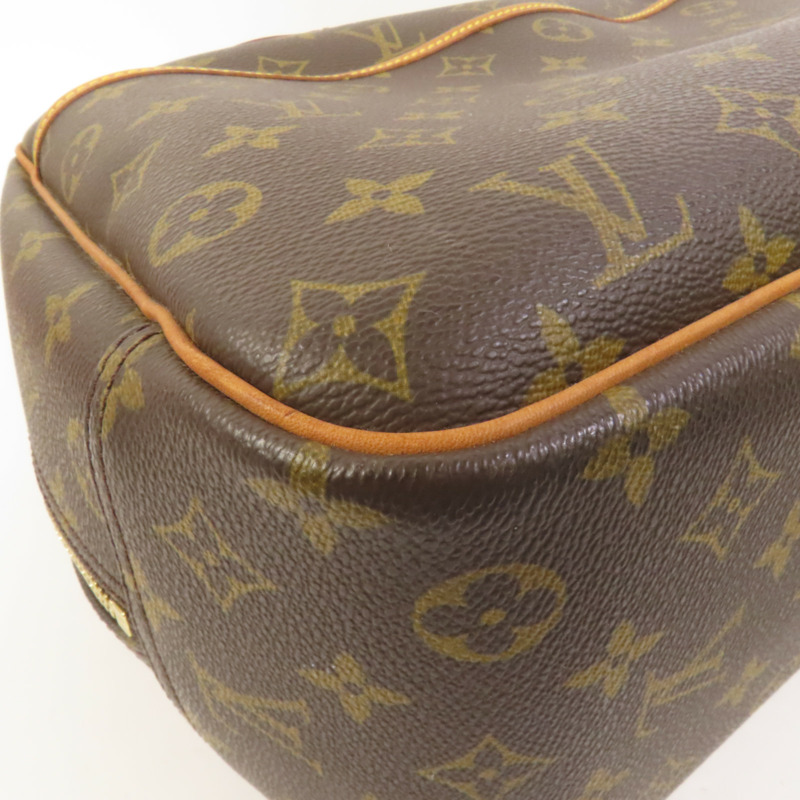 LOUIS VUITTON Monogram Deauville金扣手挽袋棕色-12