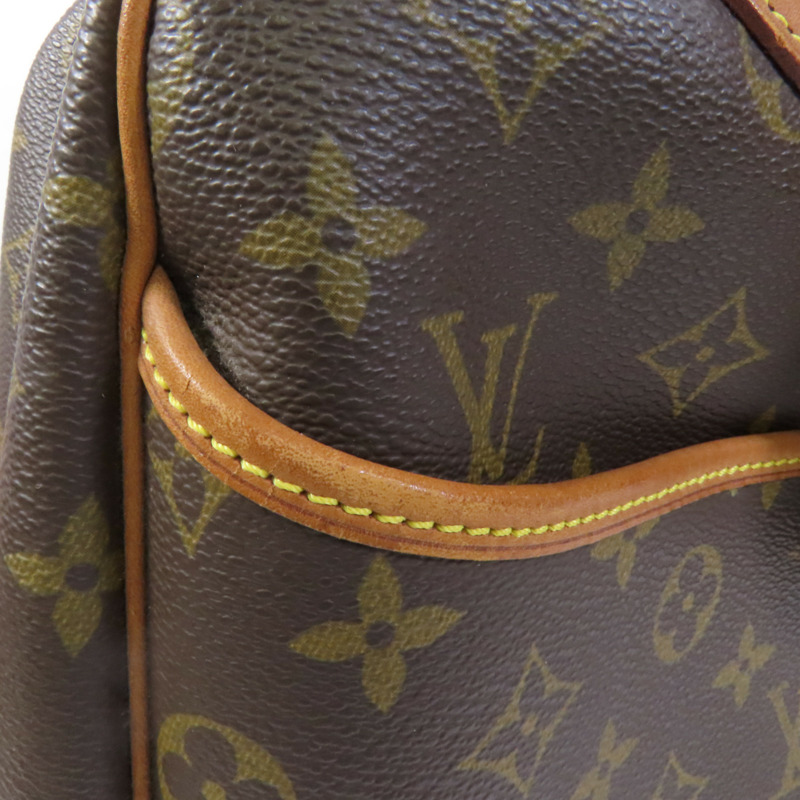 LOUIS VUITTON Monogram Deauville金扣手挽袋棕色-14