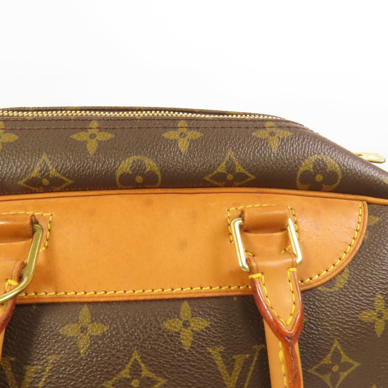LOUIS VUITTON Monogram Deauville金扣手挽袋棕色-15