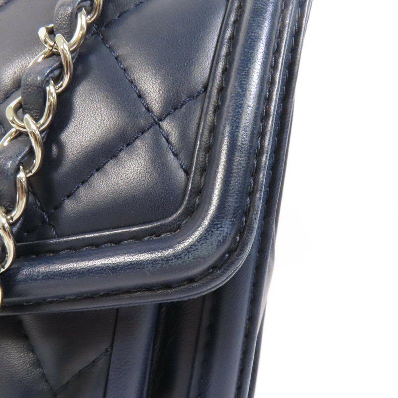 CHANEL 牛皮皮革Chain Shoulder銀扣鏈帶肩背袋-19