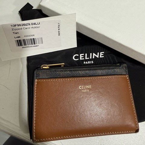 Celine 標誌印花拉鍊卡包零錢包名片夾鑰匙包