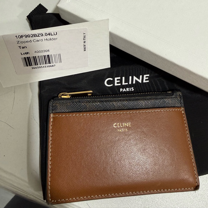 Celine 標誌印花拉鍊卡包零錢包名片夾鑰匙包-0