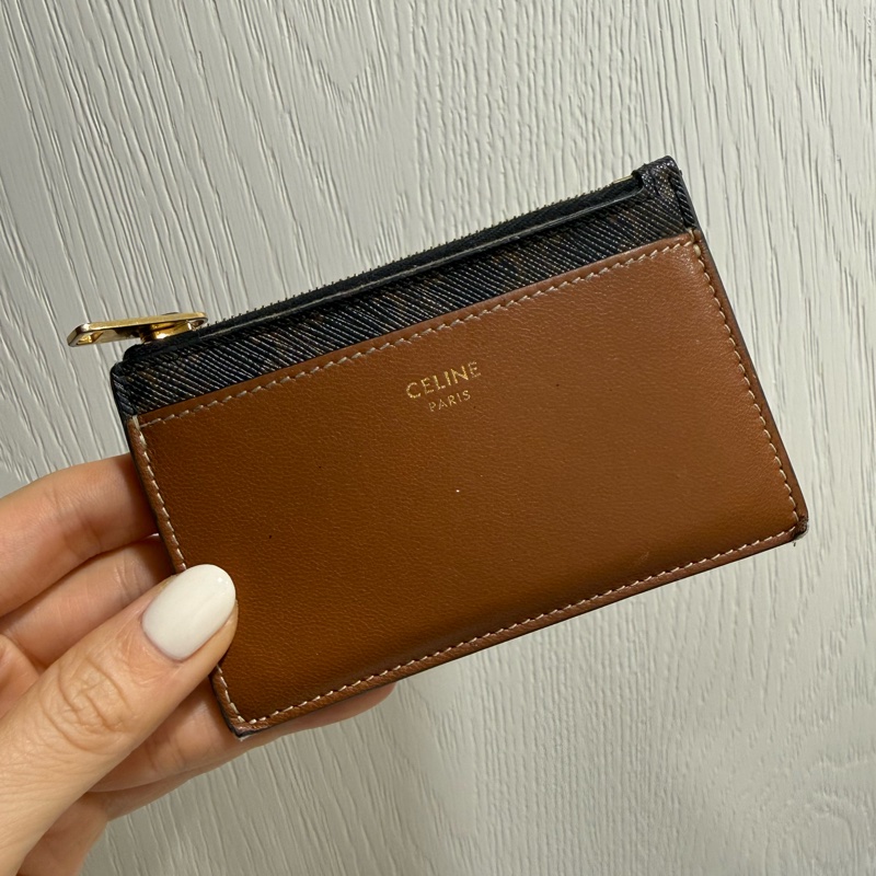 Celine 標誌印花拉鍊卡包零錢包名片夾鑰匙包-1