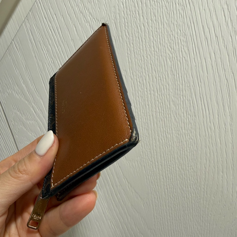 Celine 標誌印花拉鍊卡包零錢包名片夾鑰匙包-12