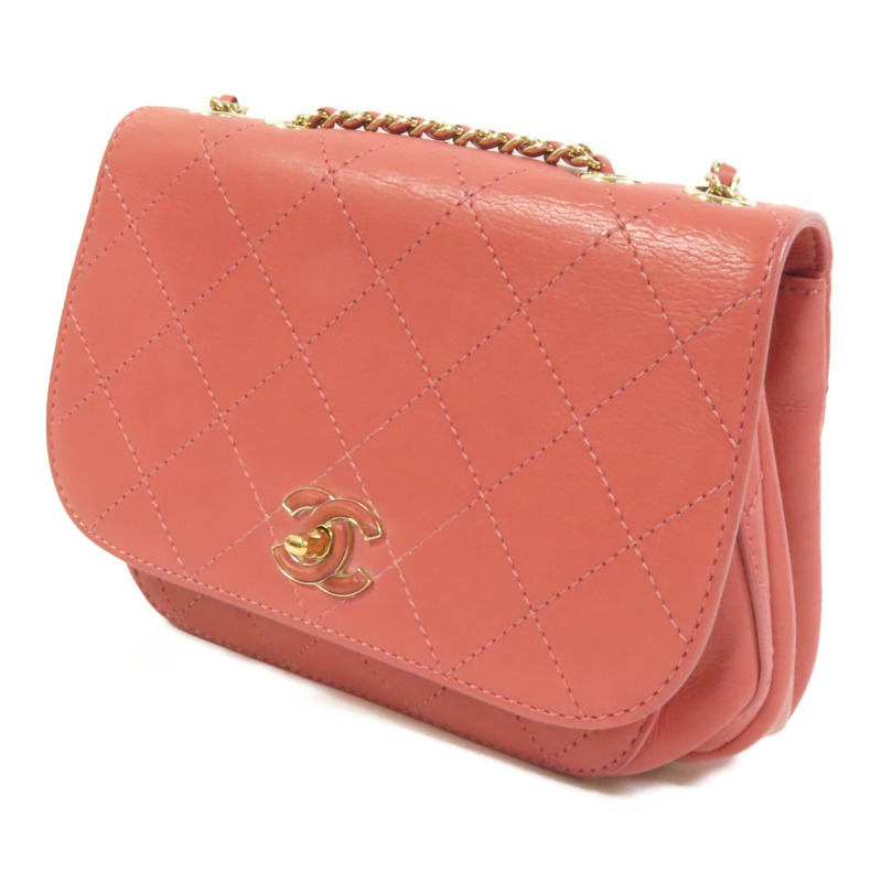 CHANEL 牛皮皮革Chain Shoulder金扣肩背袋-2
