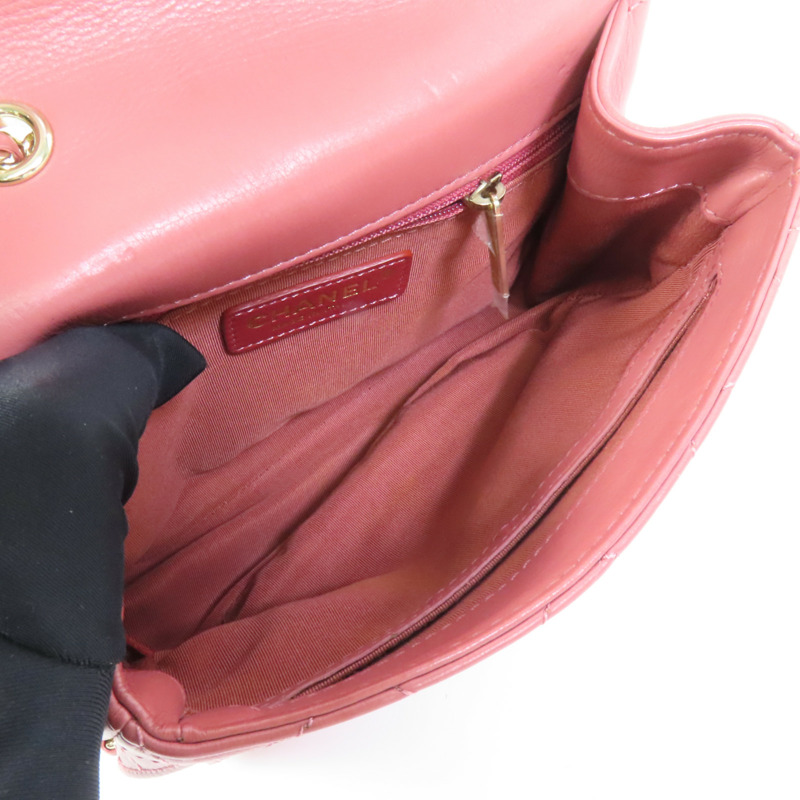 CHANEL 牛皮皮革Chain Shoulder金扣肩背袋-5