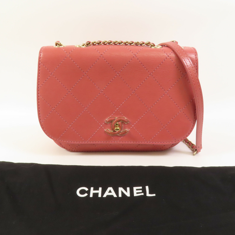 CHANEL 牛皮皮革Chain Shoulder金扣肩背袋-9