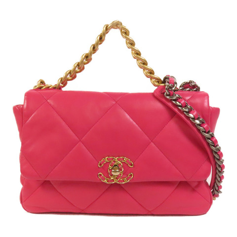 CHANEL 羊皮皮革C19 Medium金扣鏈帶肩背袋