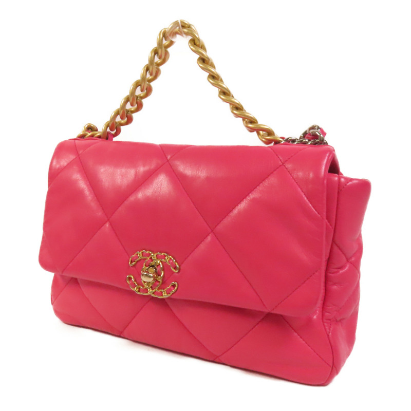 CHANEL 羊皮皮革C19 Medium金扣鏈帶肩背袋-2